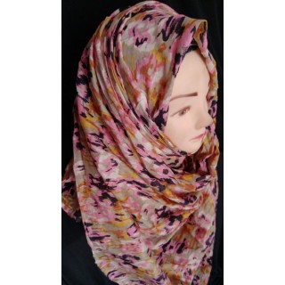 Pink colored  Multi printed cotton hijab